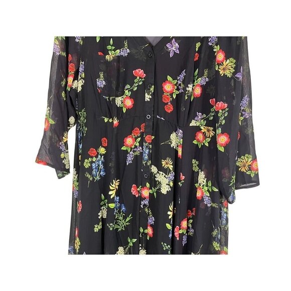 Torrid Floral Maxi Dress 1X Black Tropical Goth Fairy Whimsygoth Boho Western - Picture 4 of 16